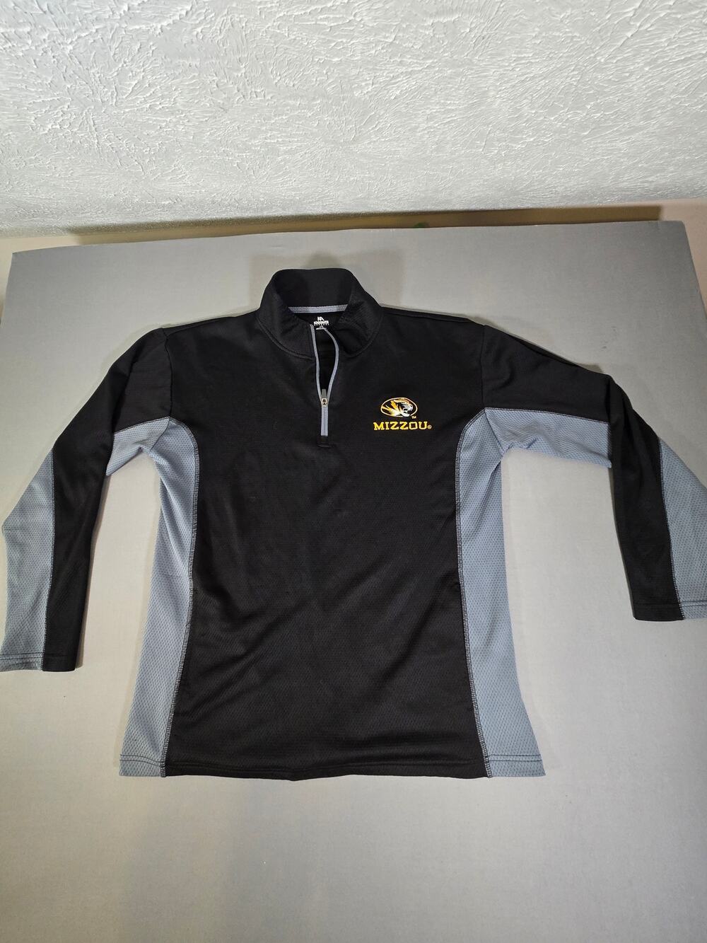 Mizzou Missouri Tigers Knights Apparel 1/4 Zip Pullover Black Grey Mens Large